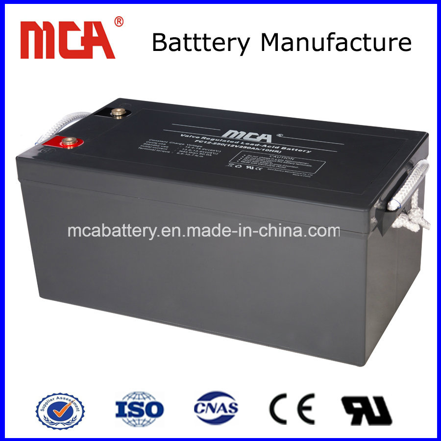 Low-Discharge Lead Acid Deep Cycle AGM Solar System Battery 12V250ah