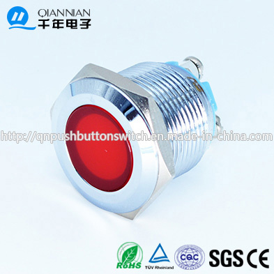 Qn19-LED-B 19mm with Lamp Indicator Lamp Flat Head Screw Pin Terminal Waterproof Metal Push Button Switch