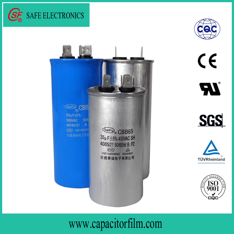 High Quality Round Type 450V Cbb65 Starting & Run Capacitor for Compressor