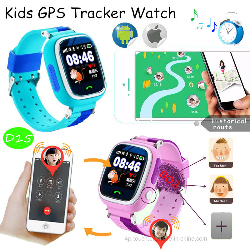 Touch Screen Kids GPS Watch Tracker with GPS+Lbs+WiFi (D15)