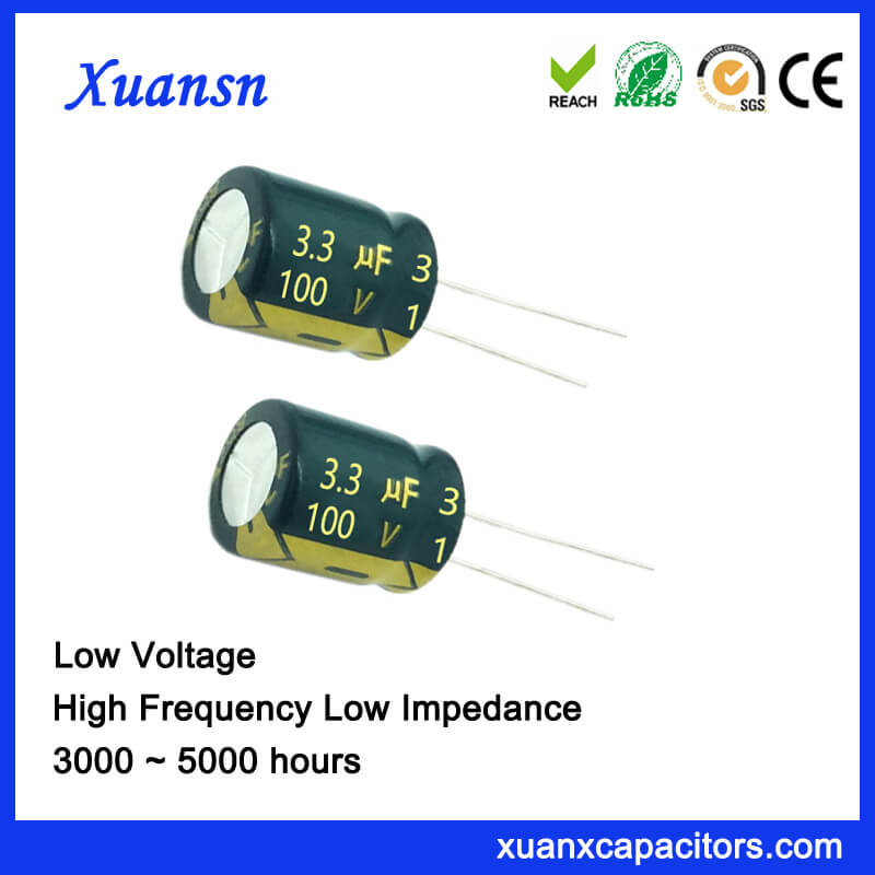 100V 3.3UF Radial Lead Aluminum Electrolytic Capacitor