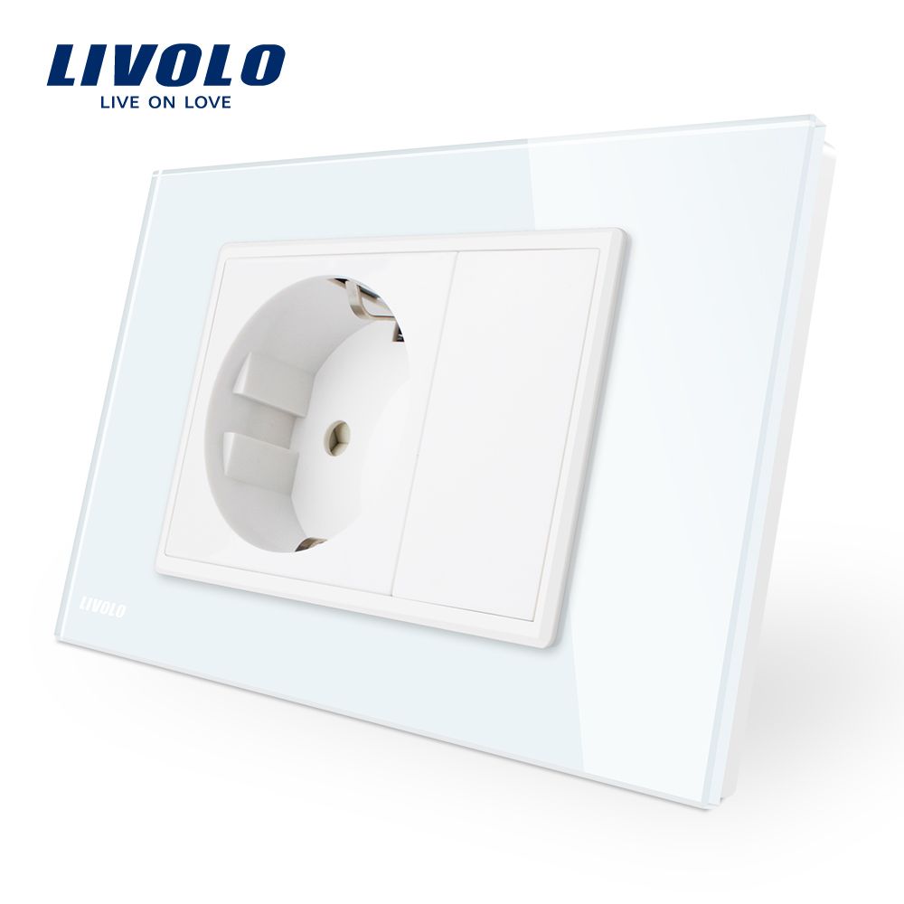 Livolo AC110~250V 16A Wall Power Socket with Glass Panel Vl-C9c1EU-11