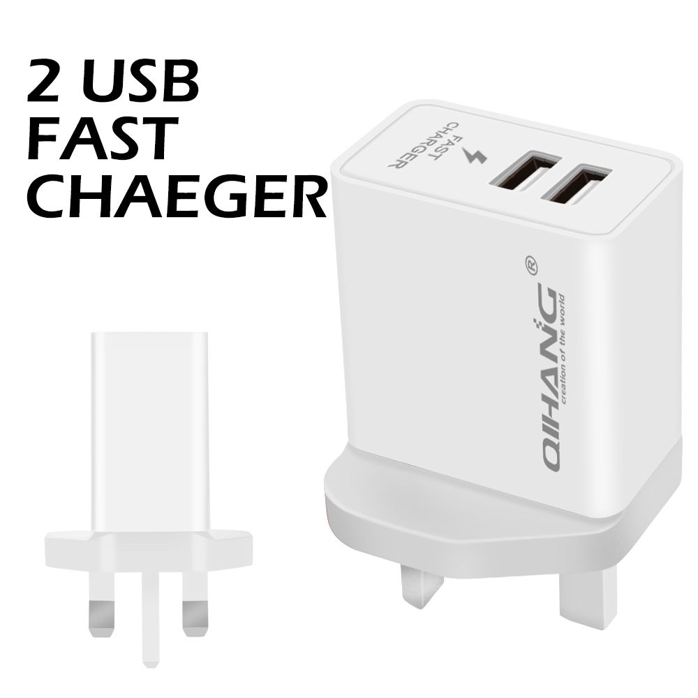 2.4A Double USB Fast Mobile Phone Adapter Charger for UK