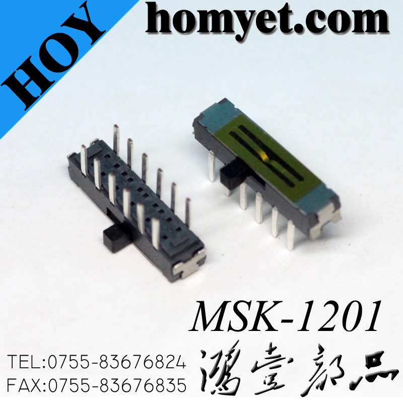 Through Hole Dpdt Slide Switch with 12p DIP Type