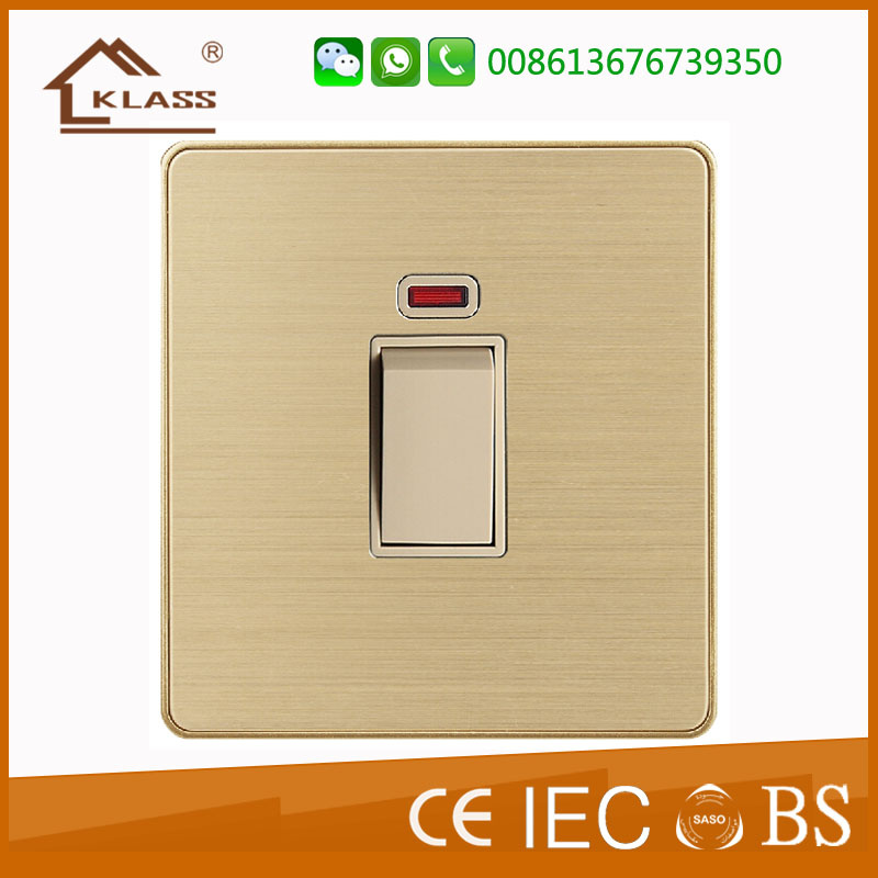 British Standard 20A 1gang Double Pole Switch with Neon