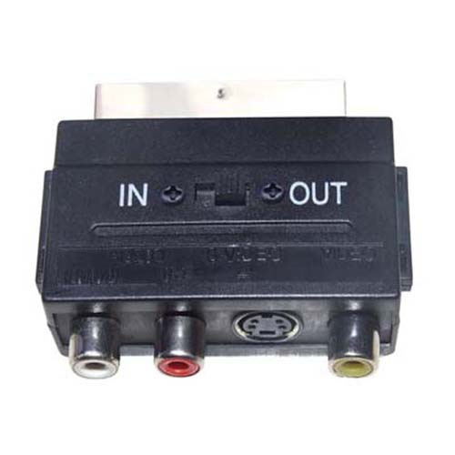Scart Plug to 3RCA Jack and 1mini 4p Jack with Switch Adapter