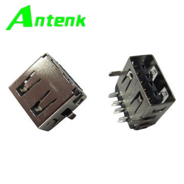 USB a Female Right Angle DIP Type, Short Body, with Shell DIP Type Female Connector