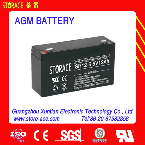 Long Life AGM Battery for Storage / UPS 6V 12ah