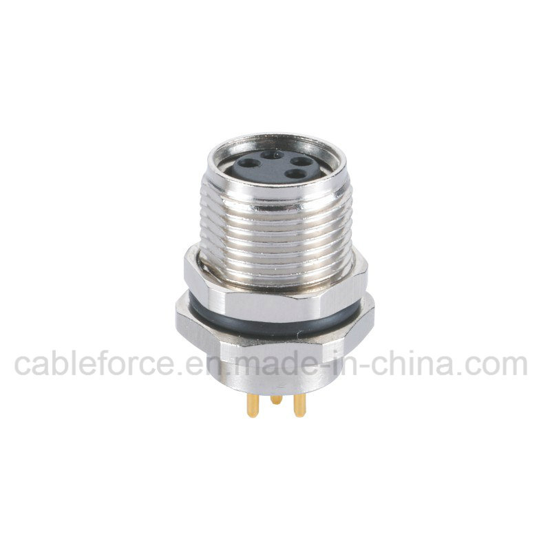 M8 4pin Female Panel Mount Connetor for Sensor with PCB Contacts