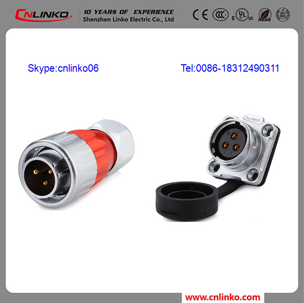 Power Plug Connector Adapter DC Power Socket 3 Pin Metal Connector