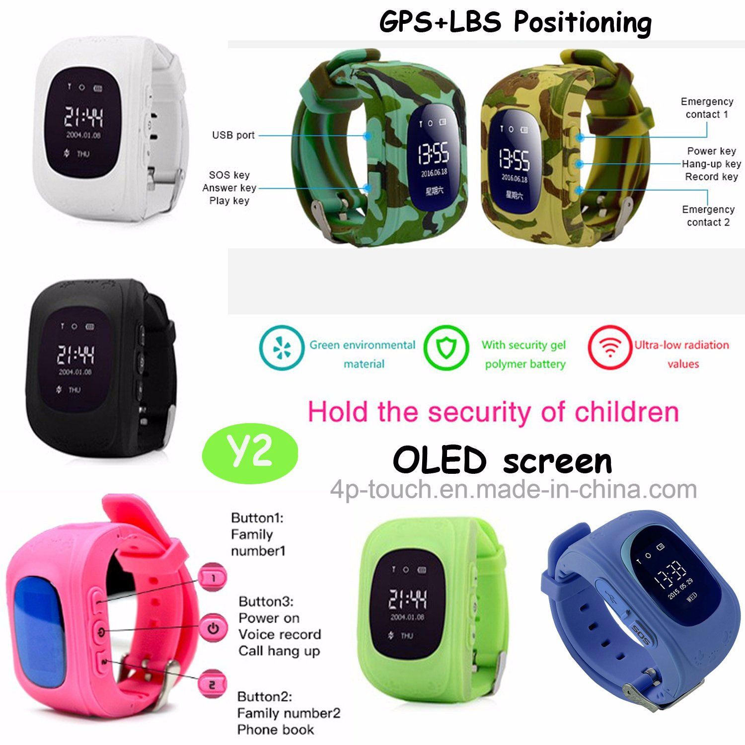 Kids Smart GPS Tracker Watch with Sos Functions Y2