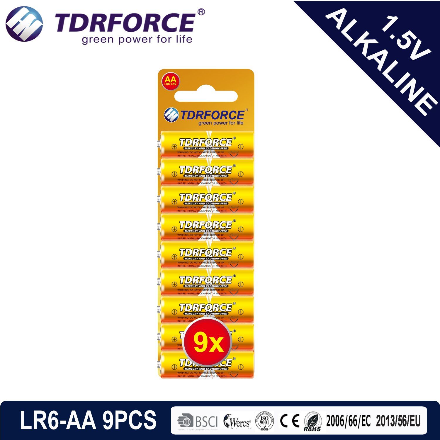 1.5volt Primary Dry Alkaline Battery with Ce/ISO 9PCS (LR6-AA Size)