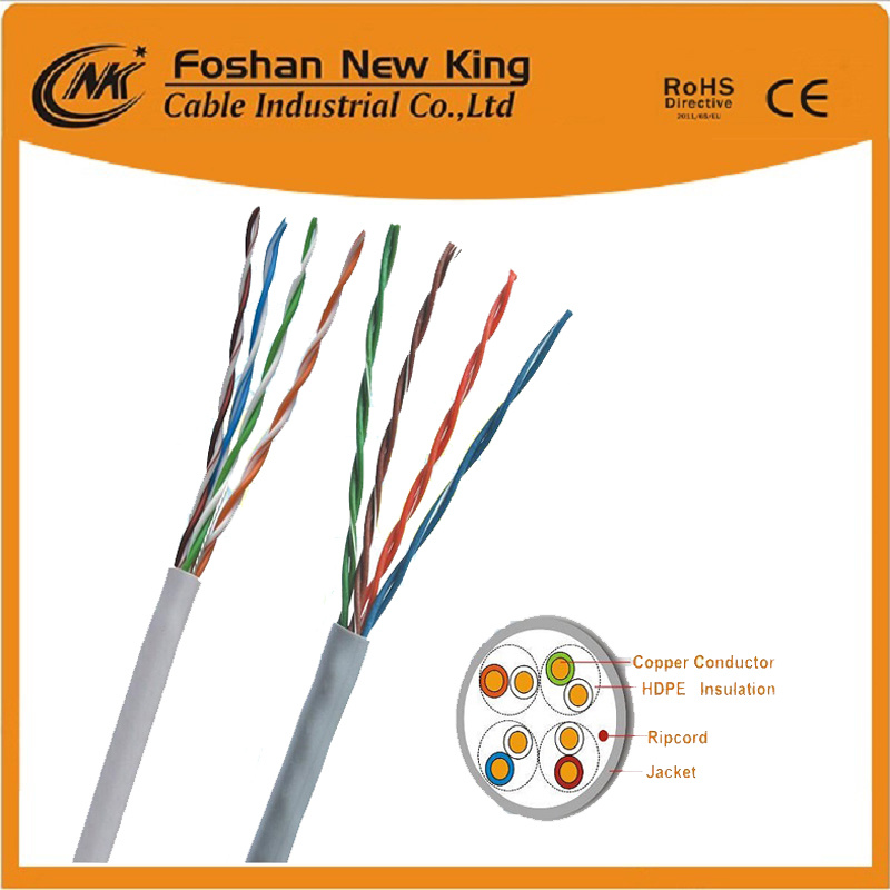 Waterproof CAT6 Network Cable LAN Cable Outdoor Cable 24AWG with 0.58mm Solid Copper