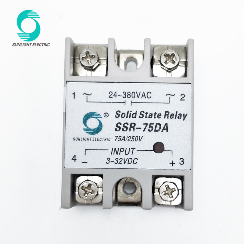 Worldsunlight SSR-75da 75A 3-32VDC Input 24-380VAC Output DC to AC Solid State Relay