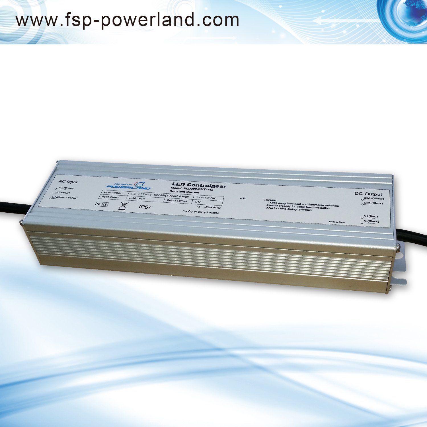 200W 29~285V Outdoor Programmable Constant Current Waterproof LED Driver