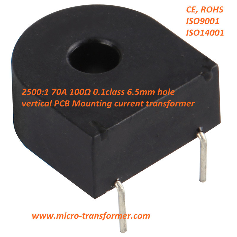 2500: 1 70A 100ohm 0.1calss Vertical PCB Mounting Current Transformer