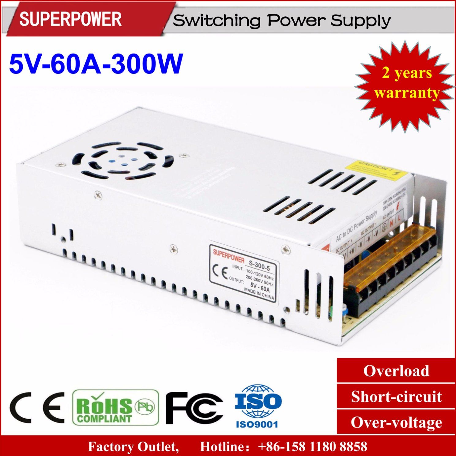 5V 60A 300W Switching Power Supply for LED Display Screen
