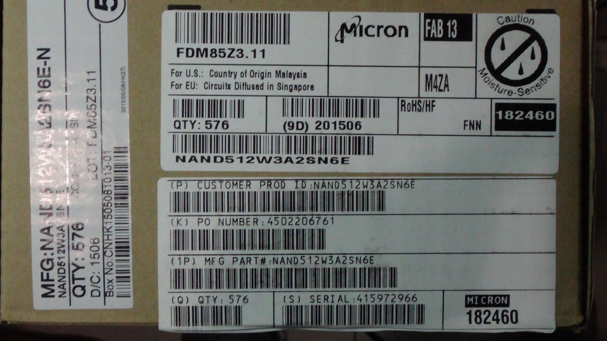 Nand512W3a2sn6e IC Flash Micron Technology