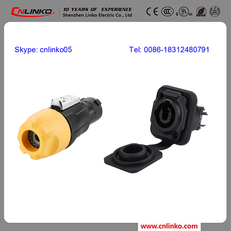 Waterproof IP67 3 Pin Powercon LED Cabinet Connector