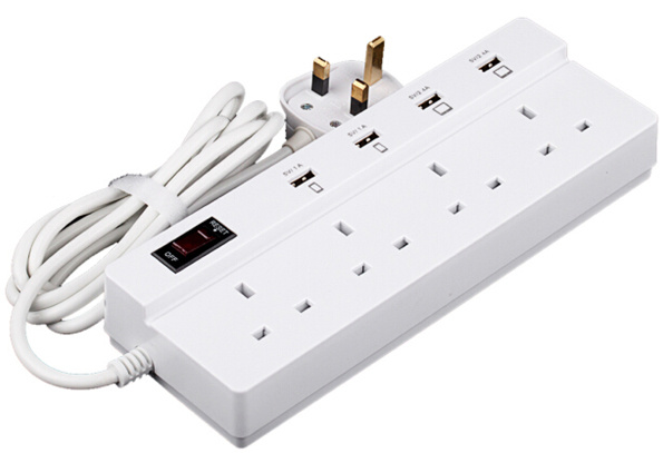 USB Power Socket with 4 UK Plug