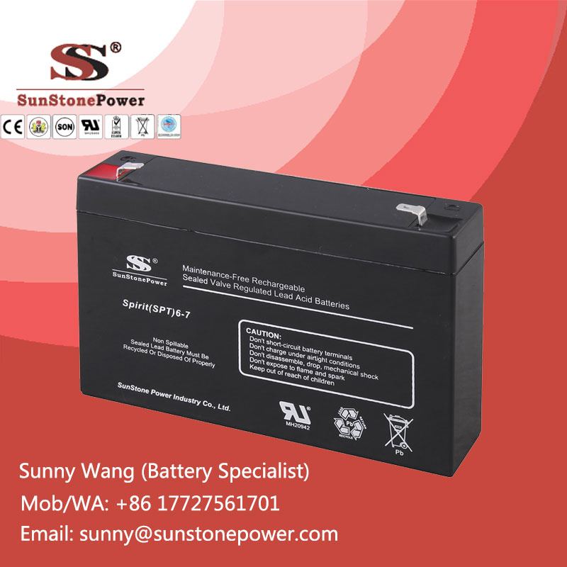 6V 7ah Sealed Maintenance Free AGM Battery for CCTV System
