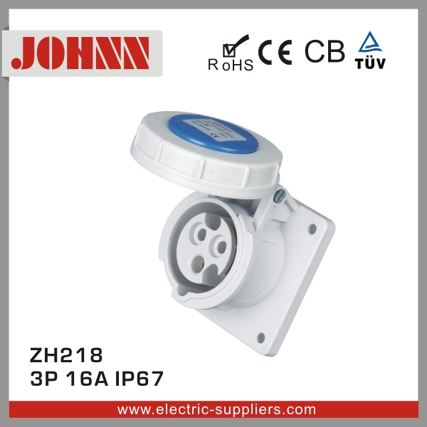 IP67 3p 16A High End Type Straight Panel Mounted Socket for Industrial