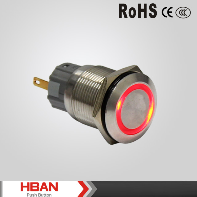 Anti Vandal Metal Push Button Switch Stainless Steel 6 Pin Push Button Switch 5V Blue Light Momentary LED Push Button Switch