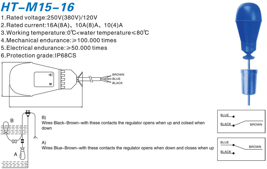 Ht-M15-16 Float Switch Level Controller Liquid Switch