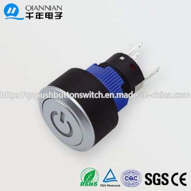 22mm 1no Nc/2no 2nc Resetable Self-Locking Flat Character Illuminated IP65 Push Button Switch