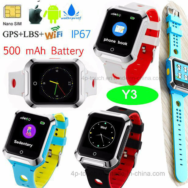 Touch Screen Kids GPS Tracker with GPS+Lbs+WiFi Position Y3