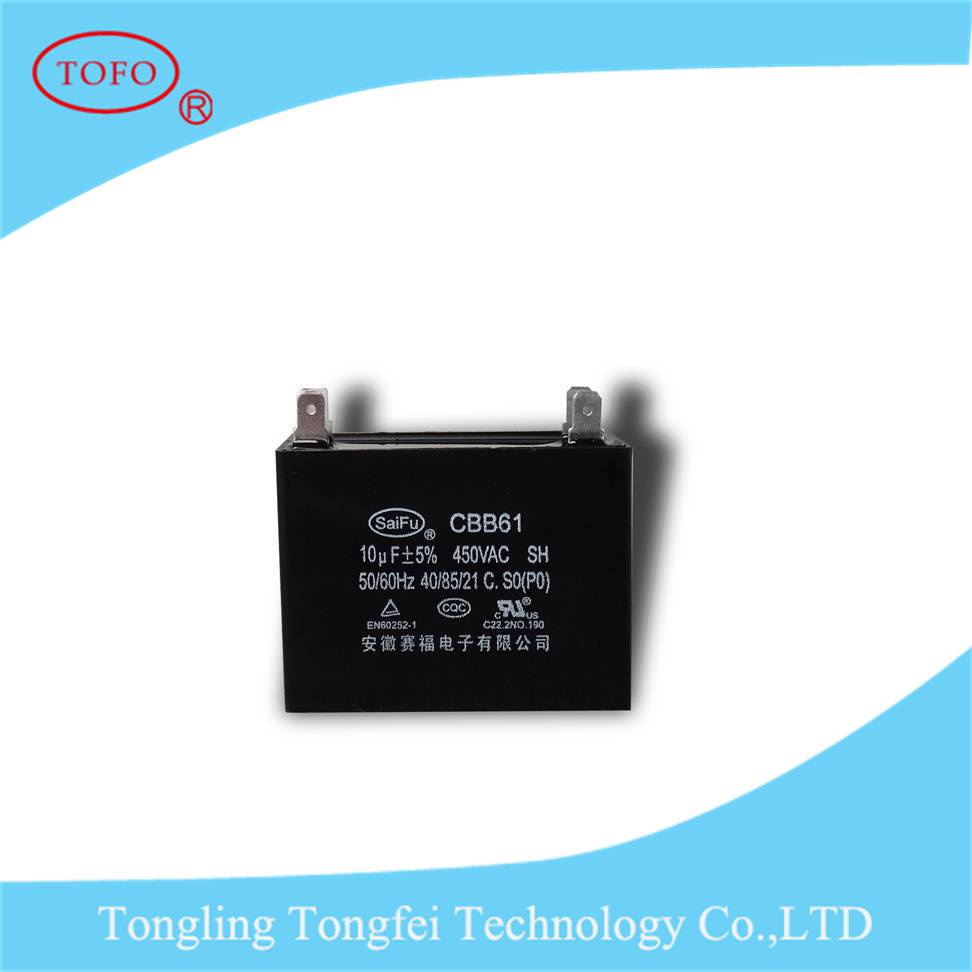 450VAC 10UF Cbb61 Fan Electronic Capacitor