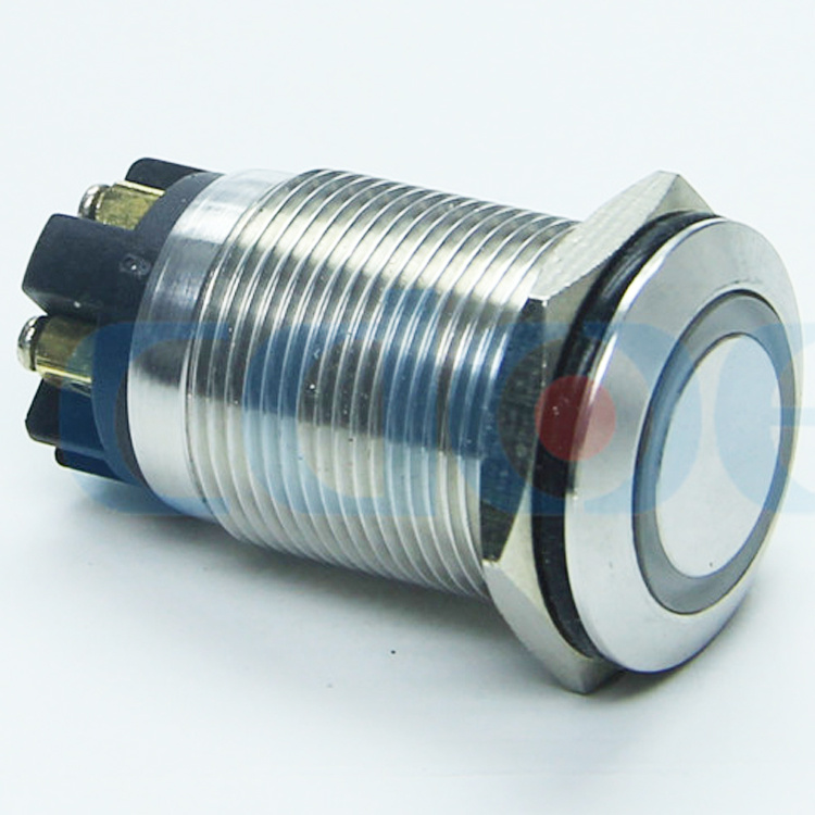 Flat Head Latching Type Ring Illunimation Metal Push Button Switch