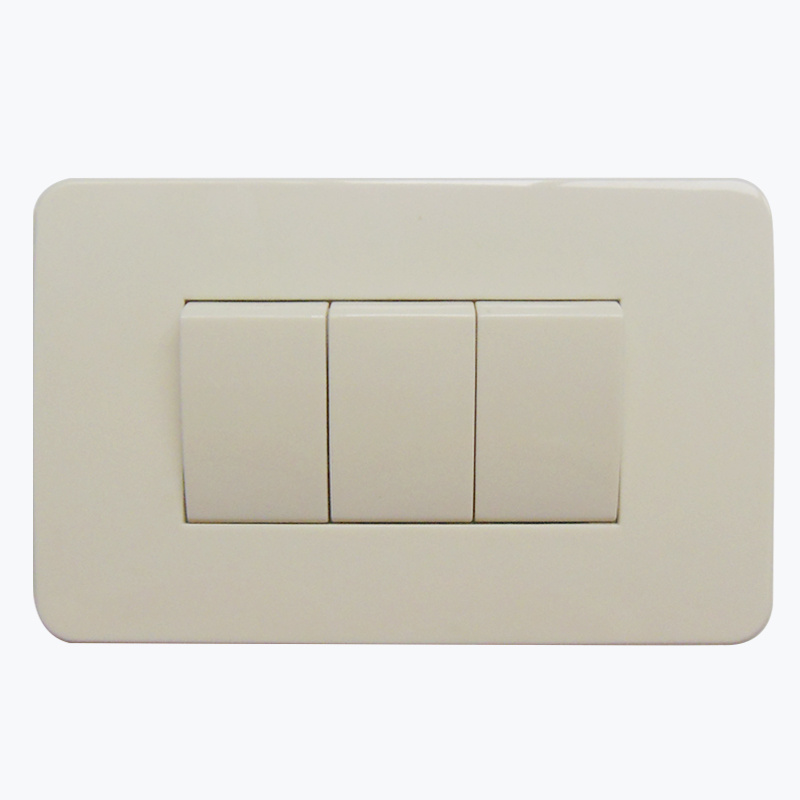 ABS Approva Triple Gang Electrical Wall Switch with Button