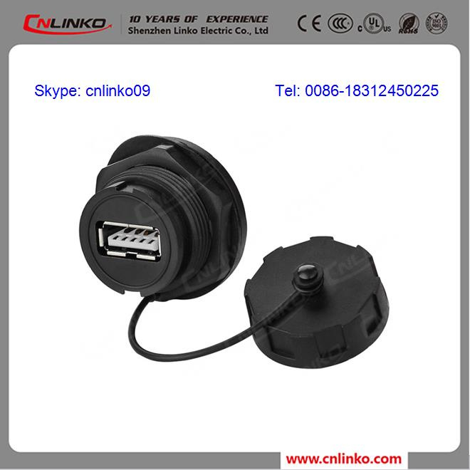 IP67 PBT Circular Waterproof USB Receptacle with High Speed for Digital Cameras
