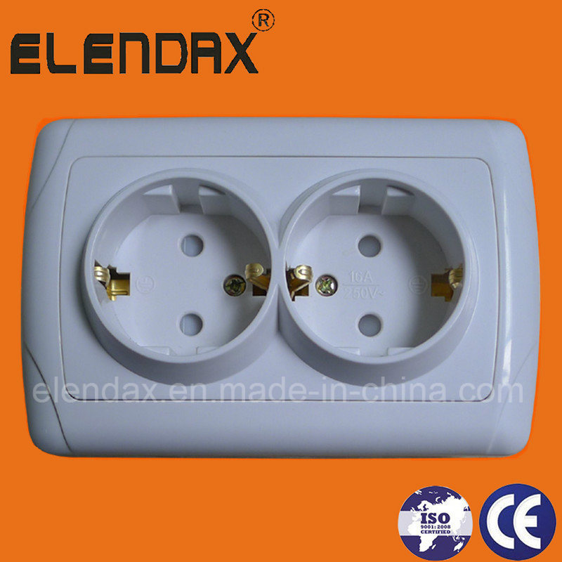 European Style Flush Mounting 16A Double Wall Socket Outlet (F3210)