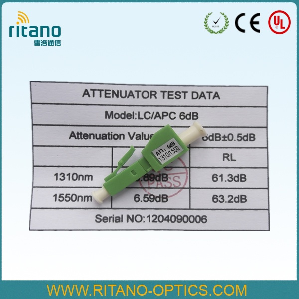 LC/APC Male-Female Fiber Optic Attenuator with 6.0mm Wide Key