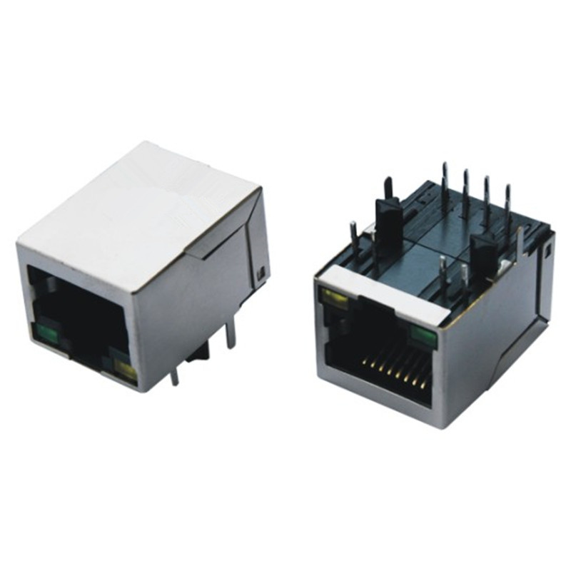 100/1000 Mbps LED/EMI Shield Filter 8 Pin RJ45 Connector