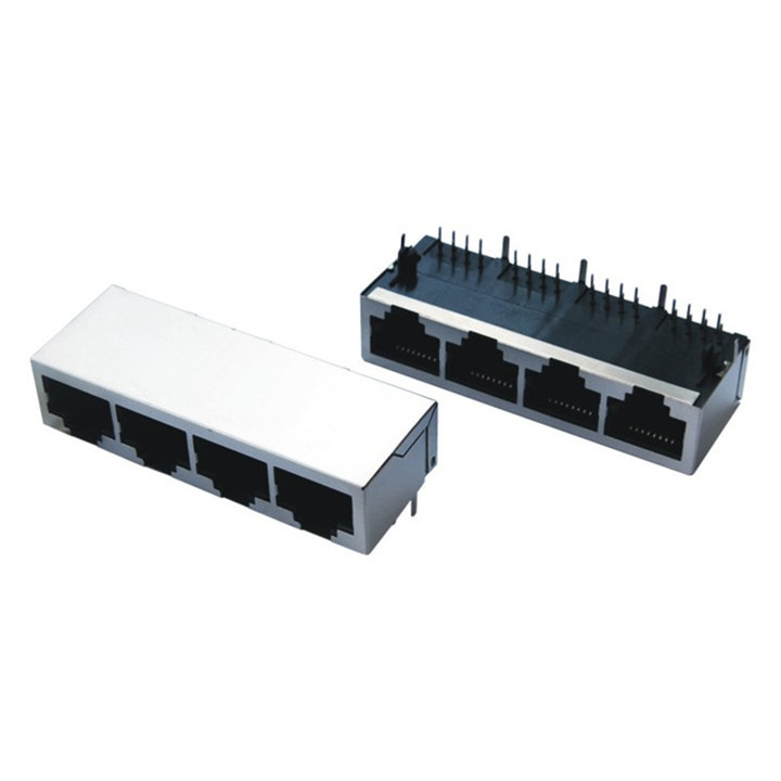 4ports RJ45 Connector Shielded 1X4 Port Multi RJ45 Socket