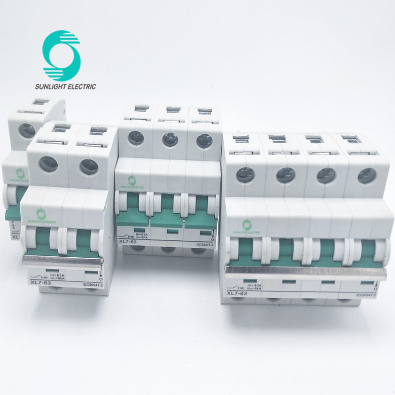 Free Samples! Best Quality IEC60947 XL7-63 1p 2p 3p 4p 10A 16A 20A Electrical Type 12V 1000V MCB Mini DC Circuit Breaker