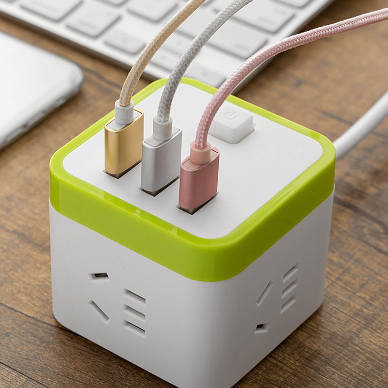 Traveling Universal Electric Cube Power Sockets with USB