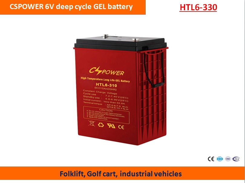 Cspower 6V330ah Deep Cycle Gel Battery for Golf Cart
