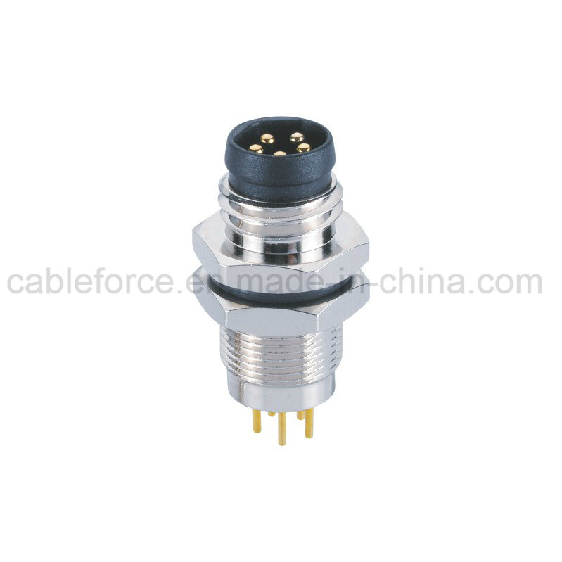 M8 5pin Male Rear Mounting Circular Connector for Sensor and Actuators with CNC Screw