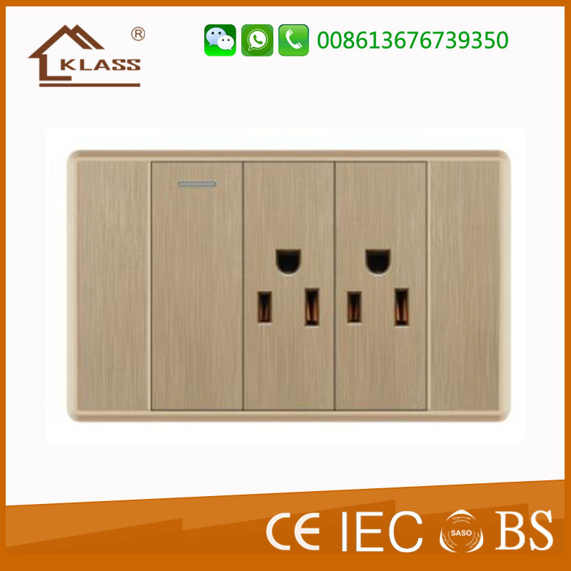 China Factory Install Wall Socket 1gang Double 3pin Socket