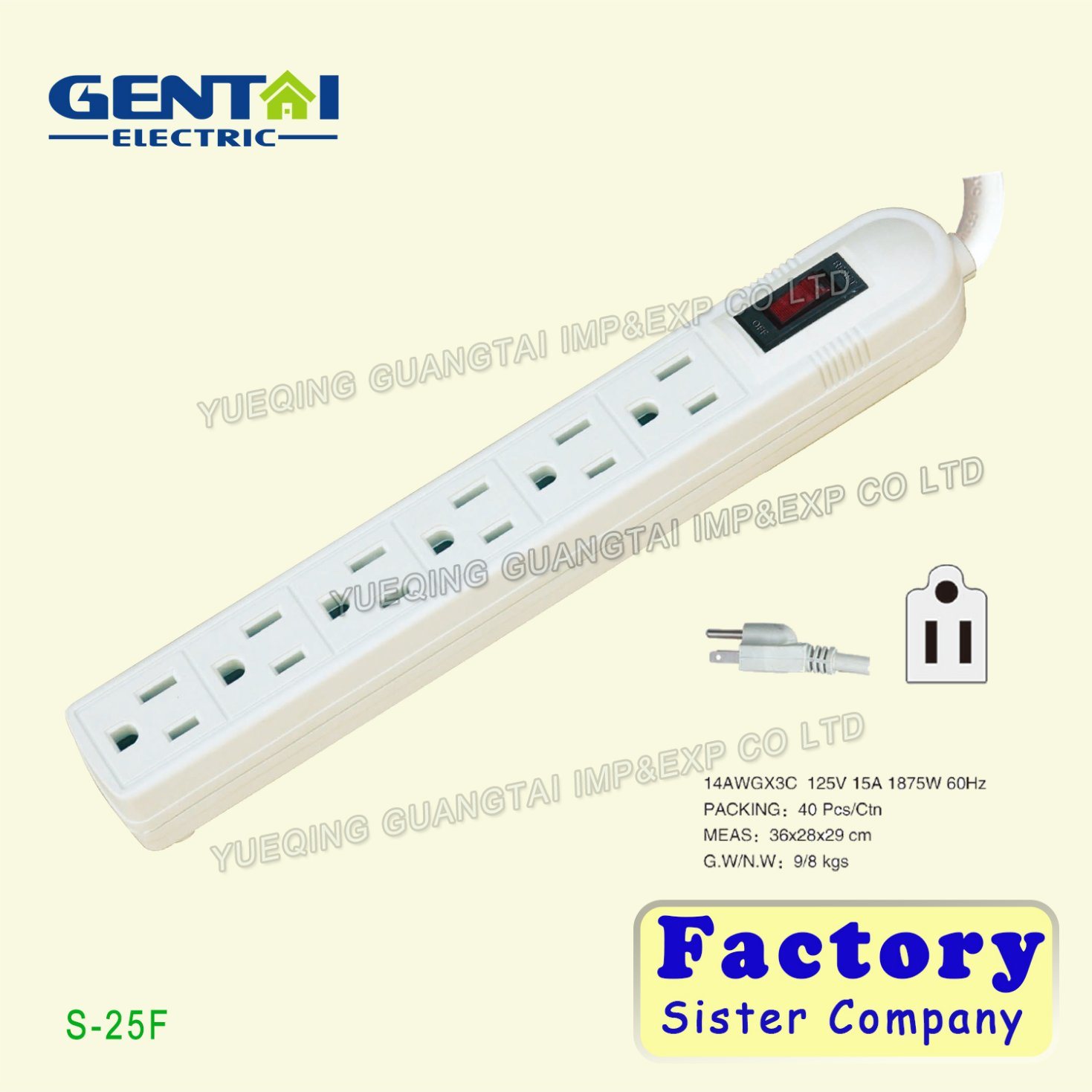 Good Quality 6-Outlet American Slim Electrical Power Strip