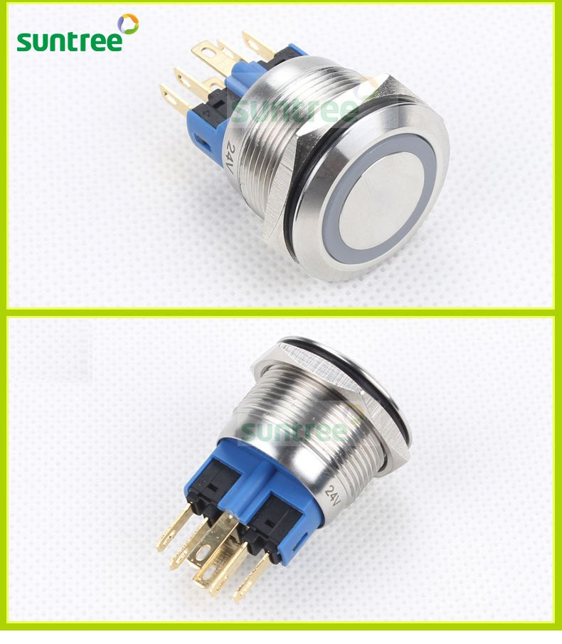 Automotive Illuminated Anti-Vandal Latching Waterproof Push Button Switch