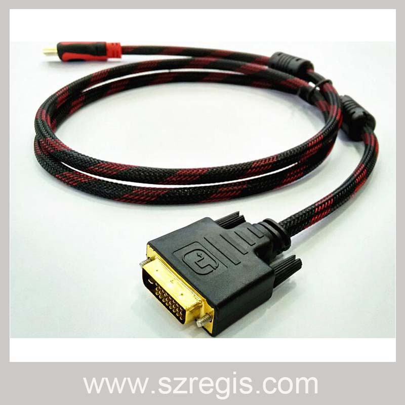 High-Definition Double Ring Network 1.4V HDMI to DVI Cable