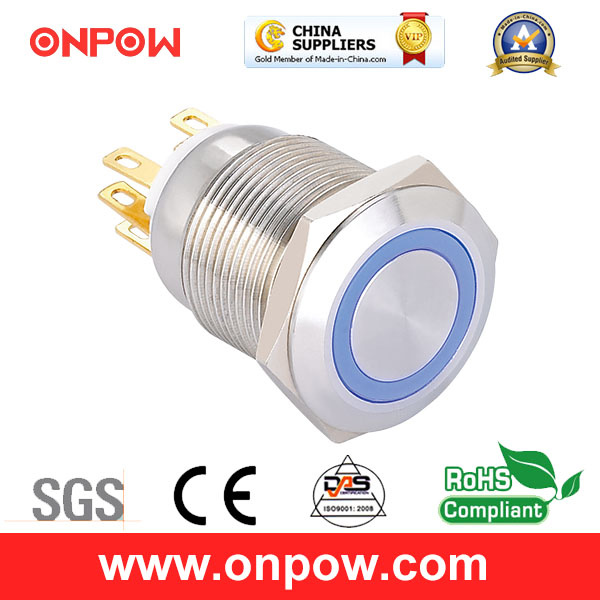 Onpow 19mm Metal Pushbutton Switch (LAS1GQ-11E/B/12V/S, CE, CCC, RoHS)