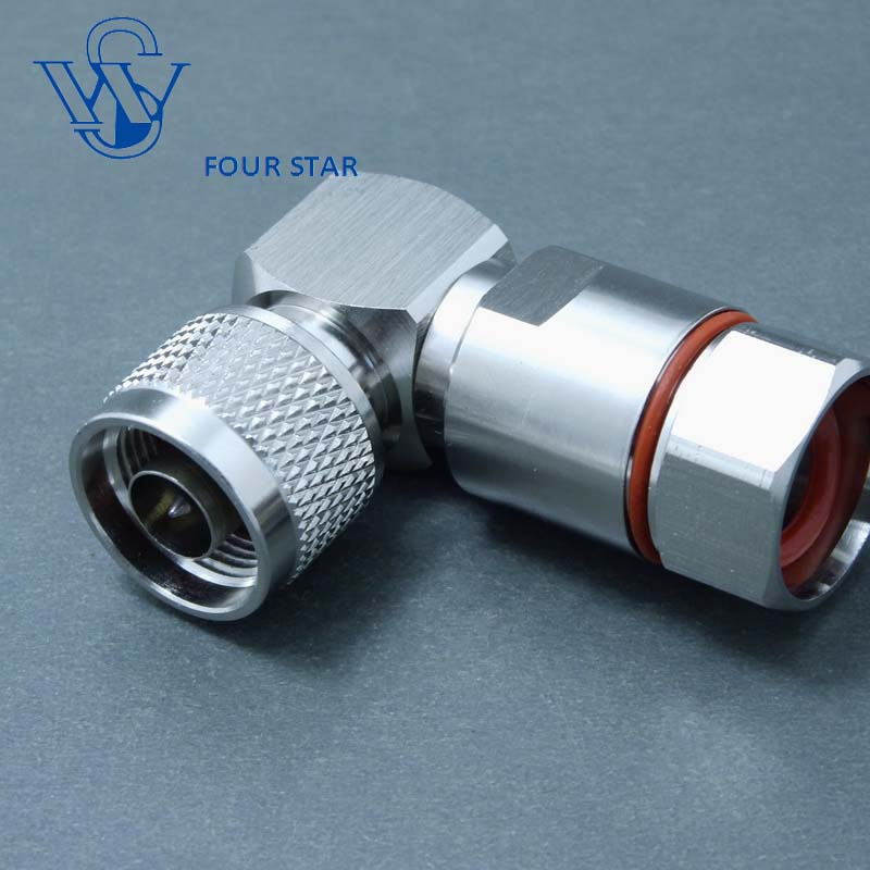 RF Coaxial Male Plug Clamp Right Angle N Connector for 1/2