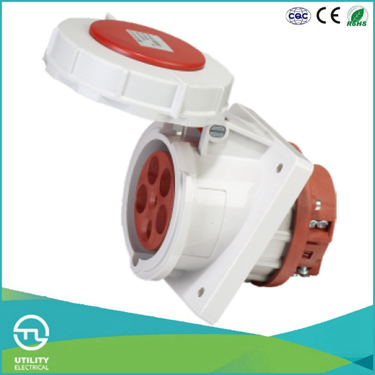 IP67 Waterproofing Angled Panel Mounted Socket for Industrial Plug Socket