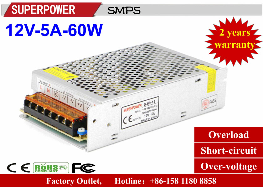LED Driver 12V 5A 60W Switching Power Supply for LED Linghting